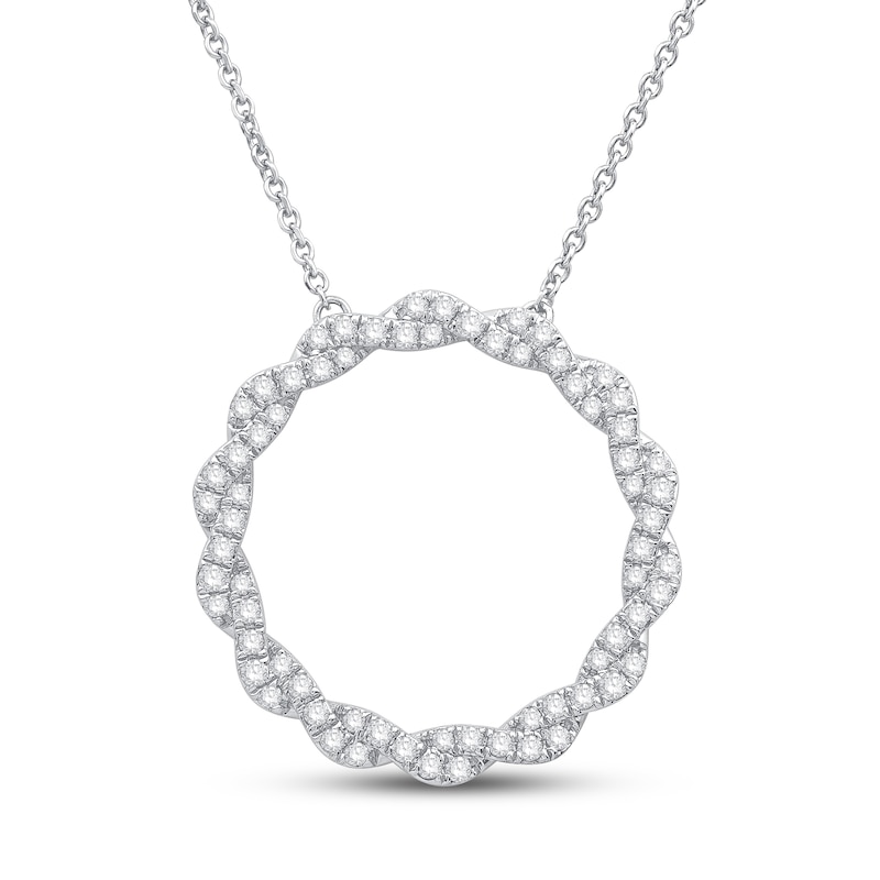 Main Image 1 of Previously Owned Circle of Gratitude Diamond Necklace 1/2 ct tw Round-cut 10K White Gold 19"