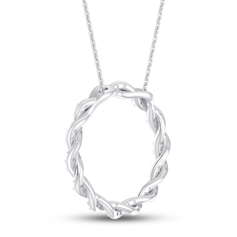 Main Image 4 of Previously Owned Circle of Gratitude Diamond Necklace 1/2 ct tw Round-cut 10K White Gold 19"