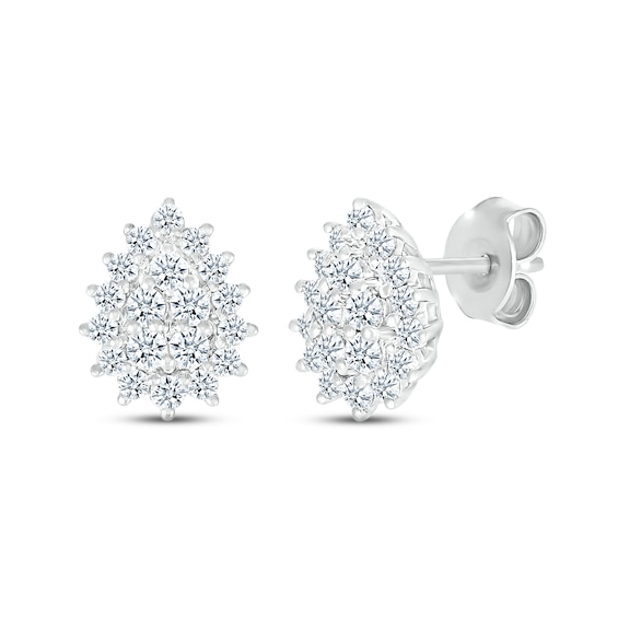 Previously Owned Diamond Teardrop Stud Earrings 3/4 ct tw Round-cut 14K White Gold