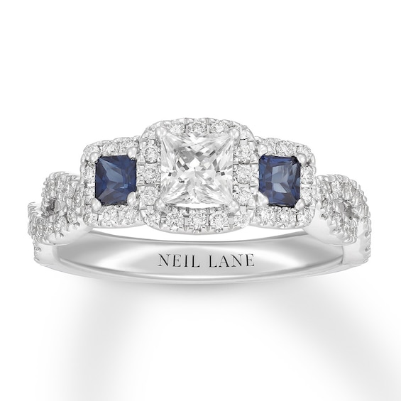 Previously Owned Neil Lane Diamond & Sapphire Engagement Ring 7/8 ct tw 14K White Gold