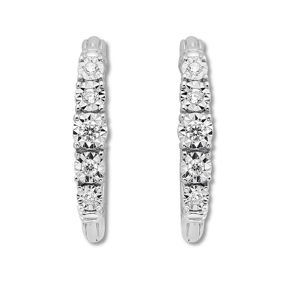 Previously Owned Diamond Hoop Earrings 1/4 ct tw Round-cut Sterling Silver