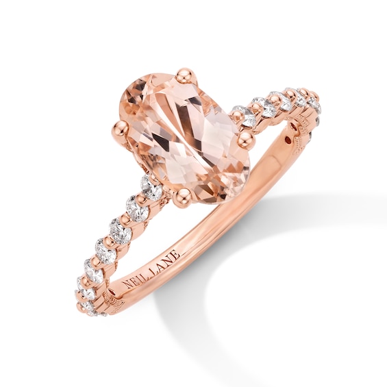 Previously Owned Neil Lane Morganite & Diamond Engagement Ring 1/2 ct tw Round-cut 14K Rose Gold