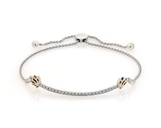 Previously Owned By Women, For Women Diamond Bolo Bracelet 1/4 ct tw Sterling Silver & 10K Yellow Gold