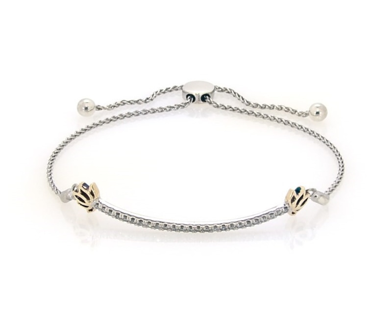 Main Image 1 of Previously Owned By Women, For Women Diamond Bolo Bracelet 1/4 ct tw Sterling Silver & 10K Yellow Gold