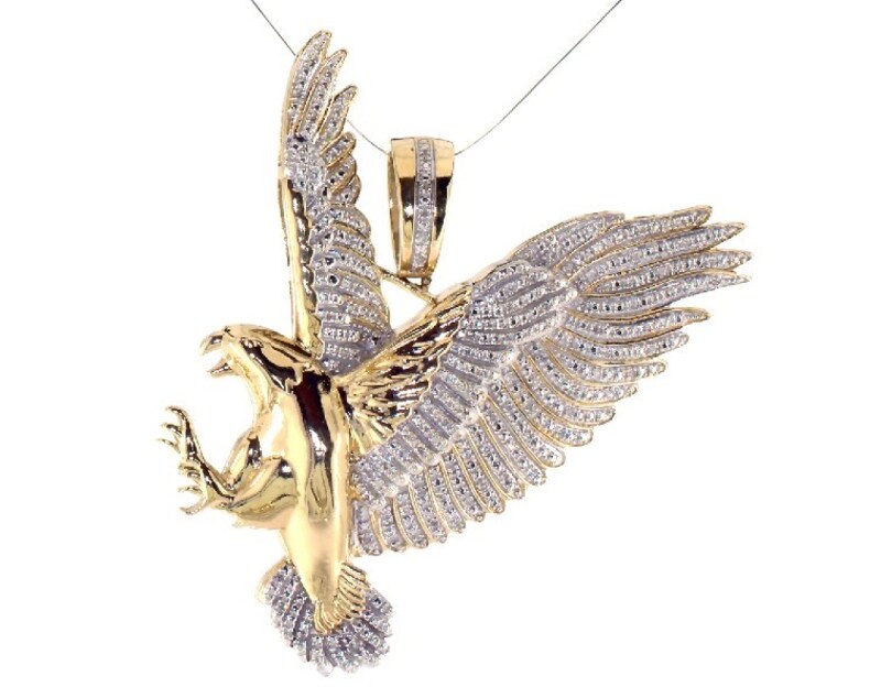 Main Image 1 of Previously Owned Men's Diamond Eagle Charm 1/4 ct tw Round-cut 10K Yellow Gold