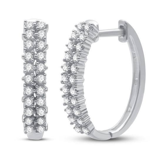 Previously Owned Diamond Hoop Earrings 1/2 ct tw Round-cut 10K White Gold