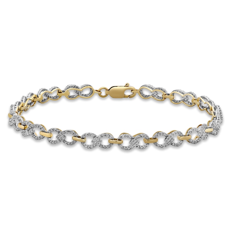Main Image 1 of Previously Owned Diamond Infinity Link Bracelet 1 ct tw 10K Yellow Gold 7.25&quot;