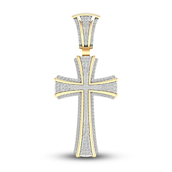 Previously Owned Men's Diamond Cross Charm 1/2 ct tw Round-cut 10K Yellow Gold