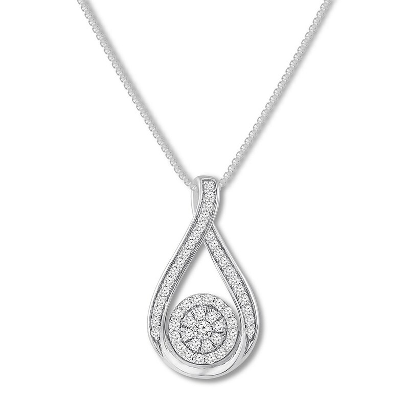 Main Image 1 of Previously Owned Diamond Necklace 1/2 ct tw Round-cut 10K White Gold 18&quot;