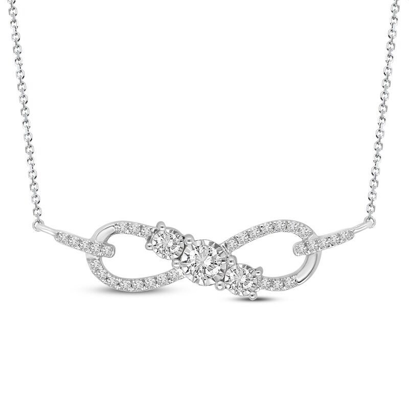 Main Image 1 of Previously Owned Diamond Infinity Necklace 1/4 ct tw Round-cut 10K White Gold 18&quot;