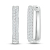 Thumbnail Image 1 of Previously Owned Diamond Paperclip Two-Row Hoop Earrings 1 ct tw Round-cut 10K White Gold