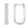 Thumbnail Image 3 of Previously Owned Diamond Paperclip Two-Row Hoop Earrings 1 ct tw Round-cut 10K White Gold