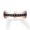 Thumbnail Image 4 of Previously Owned Men's Black Diamond Wedding Band 1/2 ct tw Round-cut 10K Two-Tone Gold