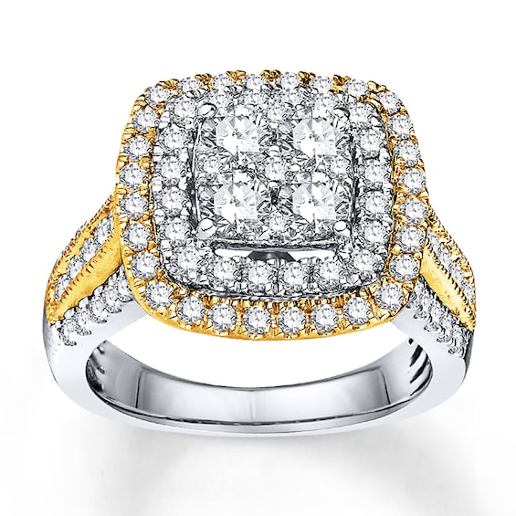 Previously Owned Diamond Engagement Ring 2 ct tw Round-cut 14K Two-Tone Gold