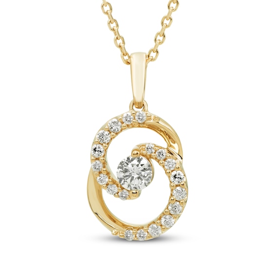 Previously Owned Encircled by Love Diamond Necklace 1/3 ct tw Round-cut 10K Yellow Gold 18"