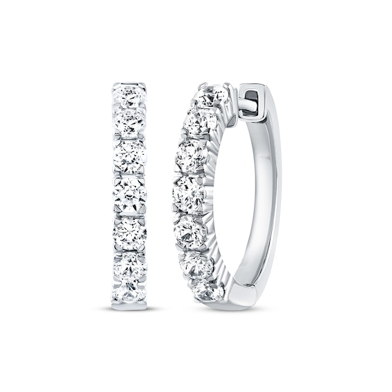 Previously Owned THE LEO Diamond Hoop Earrings 7/8 ct tw Diamonds 14K White Gold