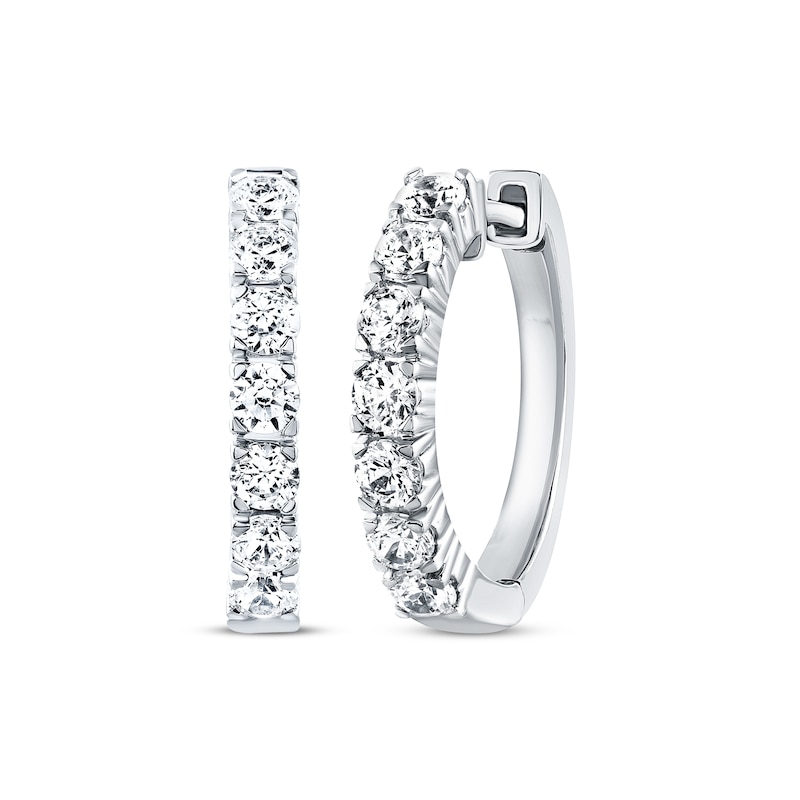 Main Image 1 of Previously Owned THE LEO Diamond Hoop Earrings 7/8 ct tw Diamonds 14K White Gold