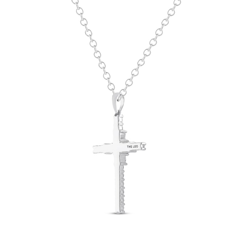 Main Image 3 of Previously Owned THE LEO Diamond Cross Necklace 1 ct tw Round-cut 14K White Gold 19&quot;