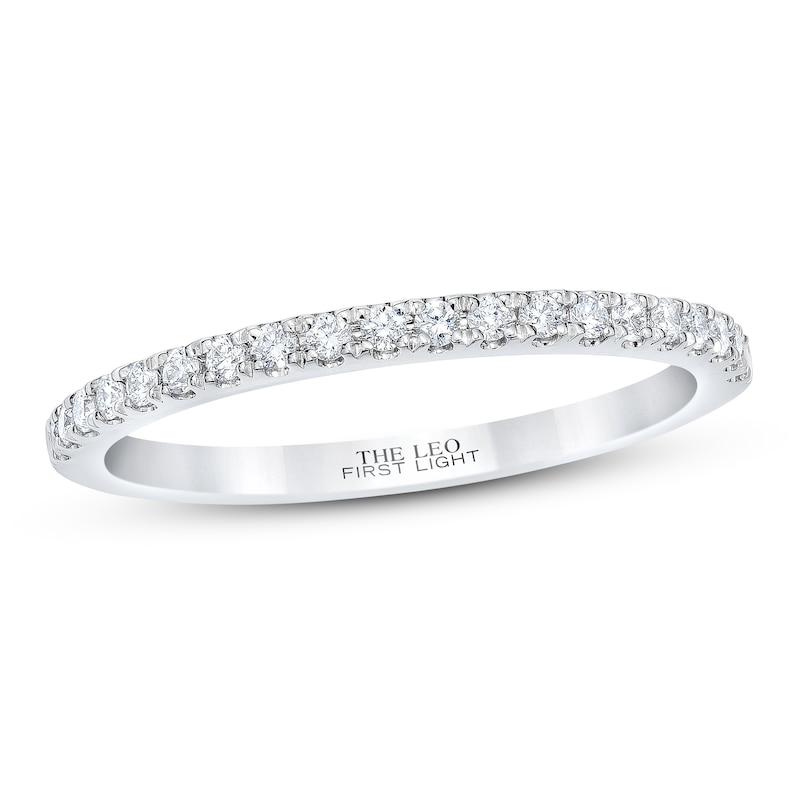 Main Image 1 of Previously Owned THE LEO First Light Diamond Wedding Band 1/5 ct tw Round-cut 14K White Gold