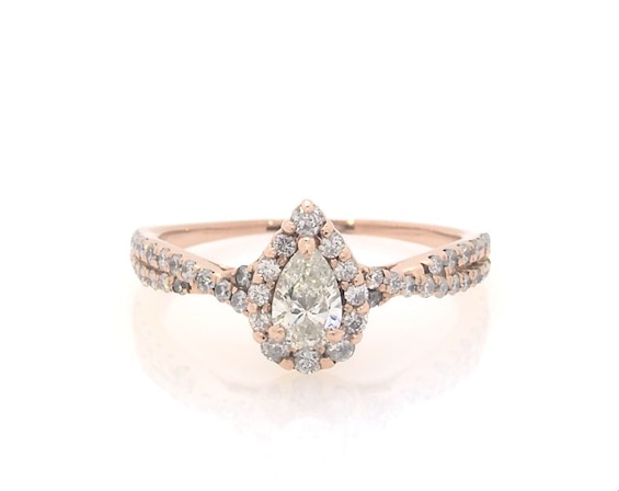 Previously Owned Pear-Shaped Diamond Halo Engagement Ring 1/2 ct tw 14K Rose Gold