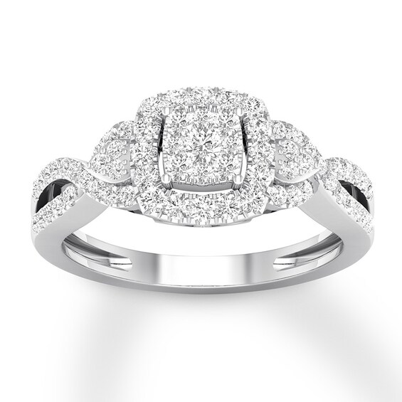 Previously Owned Diamond Engagement Ring 1/2 ct tw Round-cut 10K White Gold Size 7