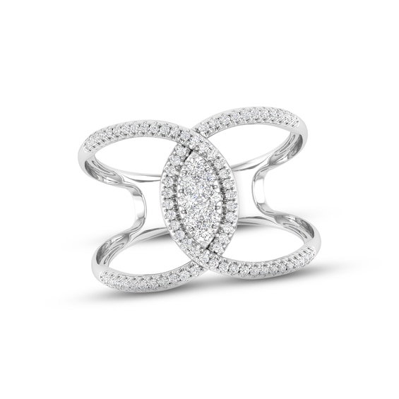 Previously Owned Multi-Diamond Marquise Ring 1/3 ct tw Round-cut 10K White Gold