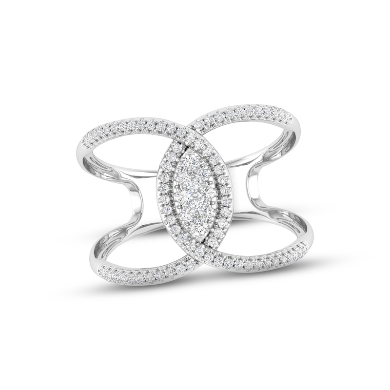 Main Image 1 of Previously Owned Multi-Diamond Marquise Ring 1/3 ct tw Round-cut 10K White Gold
