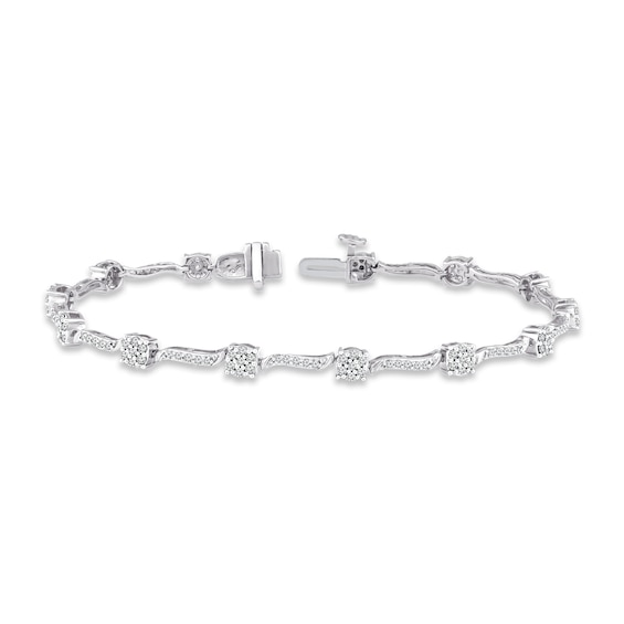 Previously Owned Diamond Bracelet 1 ct tw Round-cut 10K White Gold 7"
