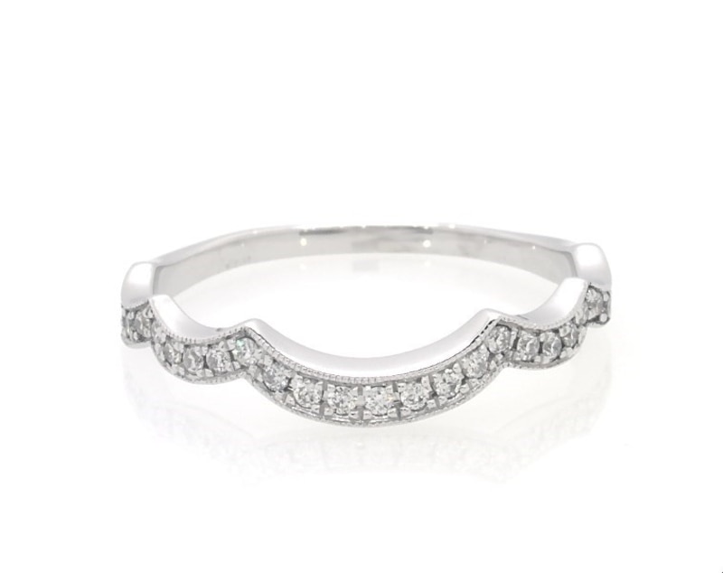 Main Image 1 of Previously Owned Neil Lane Diamond Scalloped Wedding Band 1/5 ct tw 14K White Gold Size 7