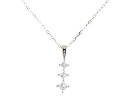 Previously Owned Diamond Drop Necklace 1/4 ct tw Princess-cut 10K White Gold 18"