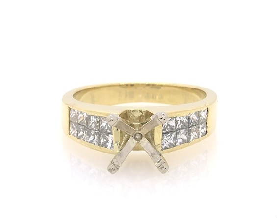 Previously Owned Diamond Two-Row Engagement Ring Setting 1-1/10 ct tw 18K Yellow Gold Size 7