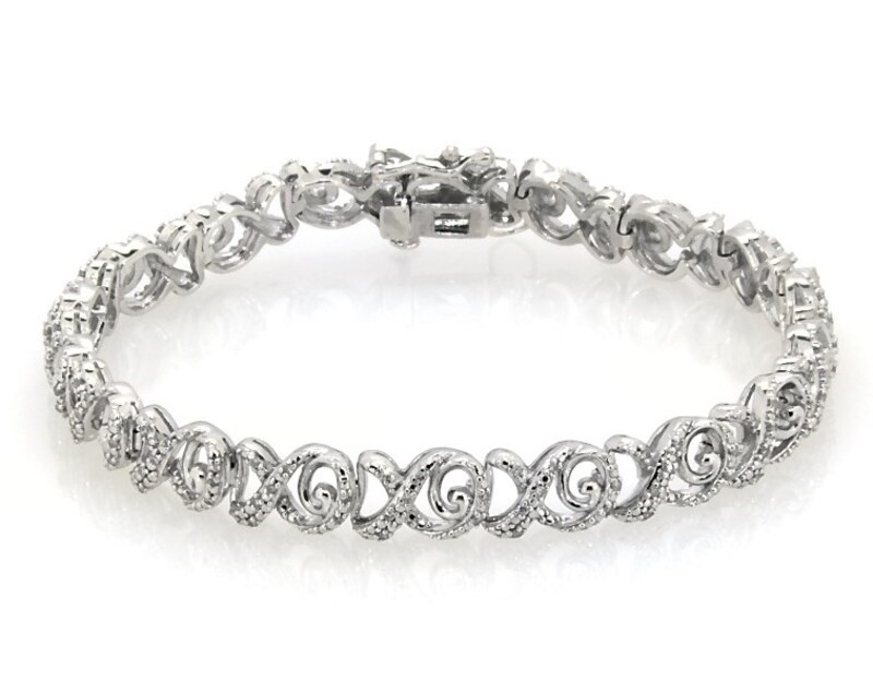 Main Image 1 of Previously Owned Diamond XO Link Bracelet 1/2 ct tw Sterling Silver 7&quot;