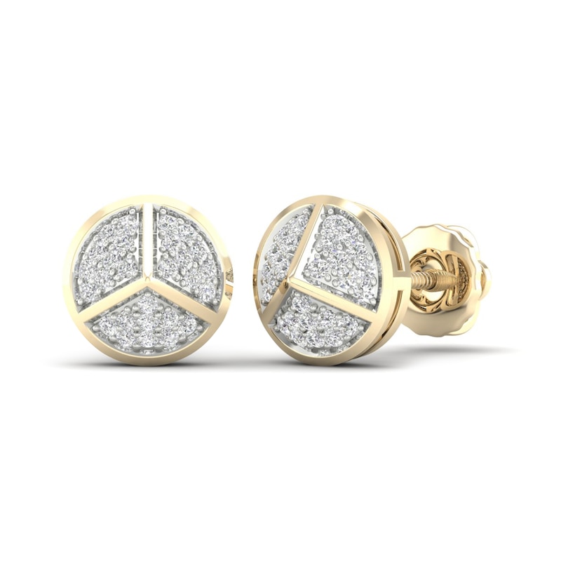 Main Image 1 of Previously Owned Men's Diamond Pyramid Stud Earrings 1/8 ct tw Round-cut 10K Yellow Gold