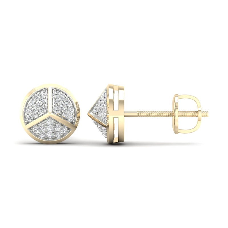 Main Image 2 of Previously Owned Men's Diamond Pyramid Stud Earrings 1/8 ct tw Round-cut 10K Yellow Gold