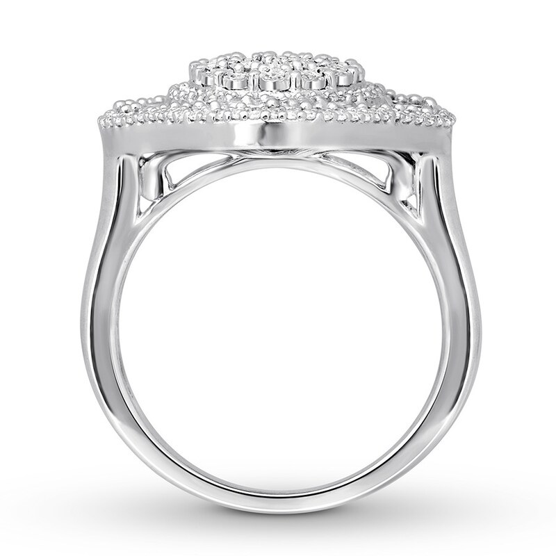 Main Image 2 of Previously Owned Diamond Ring 5/8 ct tw Round & Baguette 10K White Gold