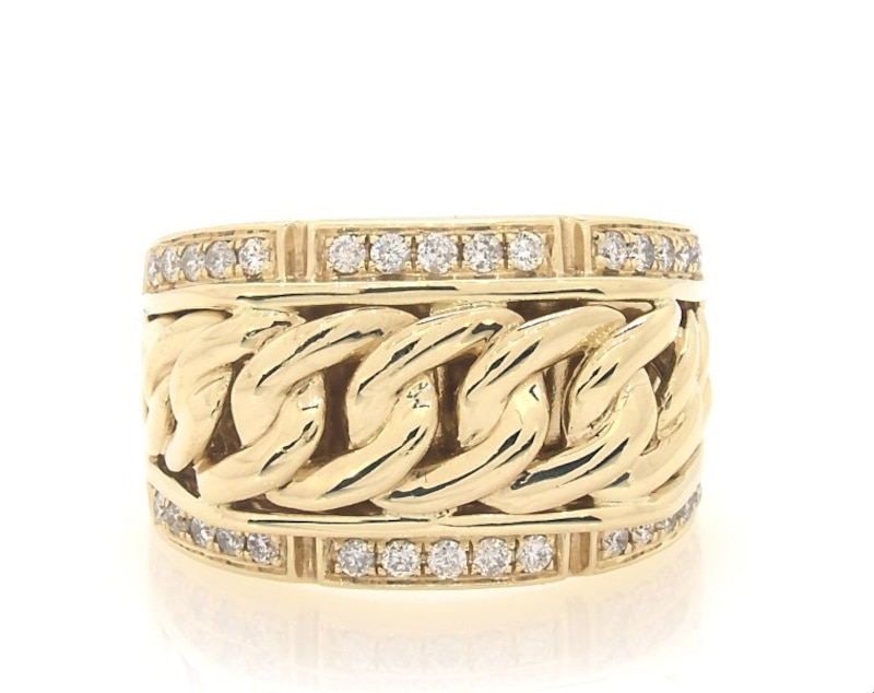 Main Image 1 of Previously Owned Men's Diamond Chain Design Band 1/2 ct tw 10K Yellow Gold