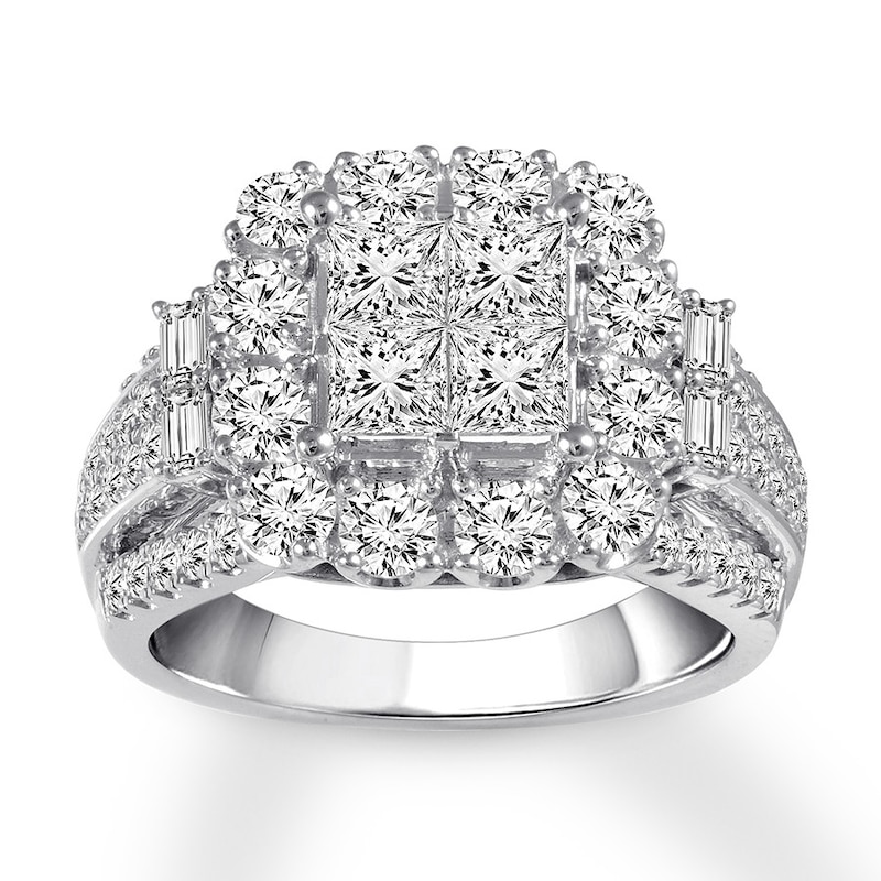 Main Image 1 of Previously Owned Multi-Stone Princess-cut Diamond Engagement Ring 3 ct tw 14K White Gold