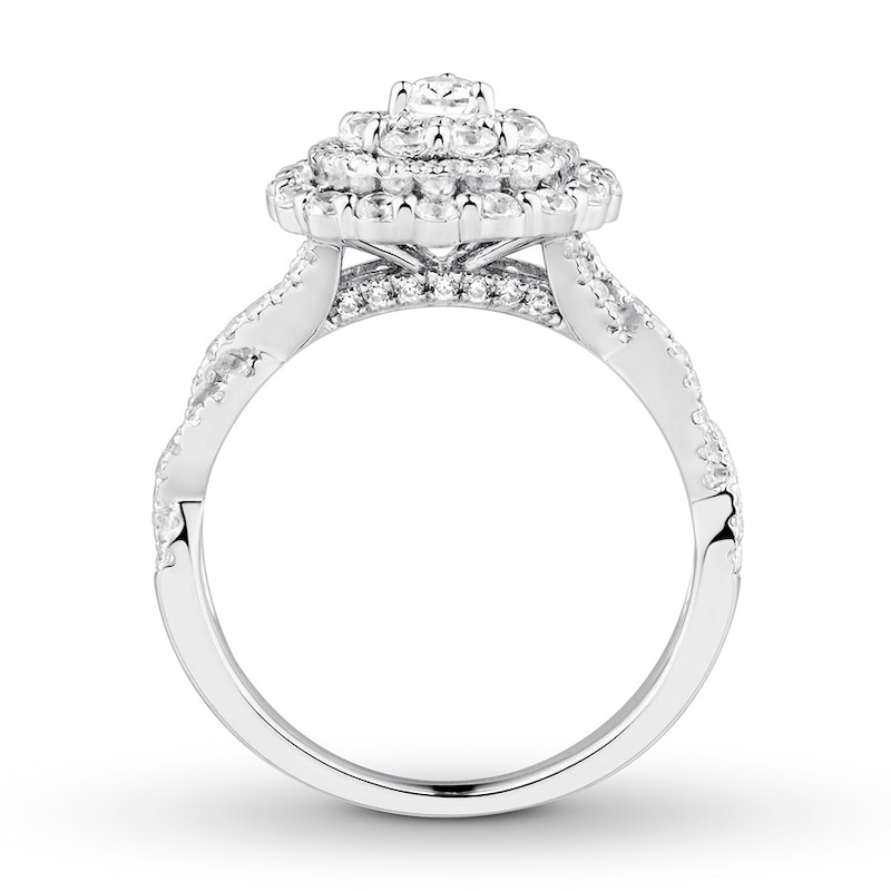 Main Image 2 of Previously Owned Diamond Engagement Ring 1 ct tw Pear & Round 14K White Gold