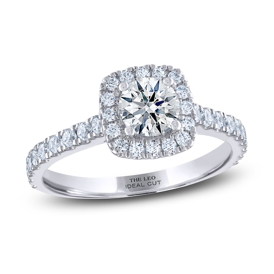Previously Owned THE LEO Ideal Cut Diamond Engagement Ring 1-1/8 ct tw 14K White Gold