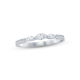 Previously Owned Diamond Anniversary Band 1/4 ct tw Marquise & Round-cut 10K White Gold