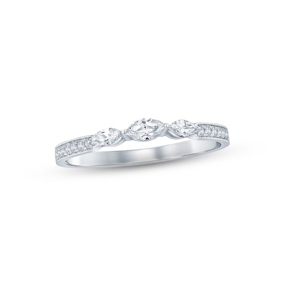 Previously Owned Diamond Anniversary Band 1/4 ct tw Marquise & Round-cut 10K White Gold