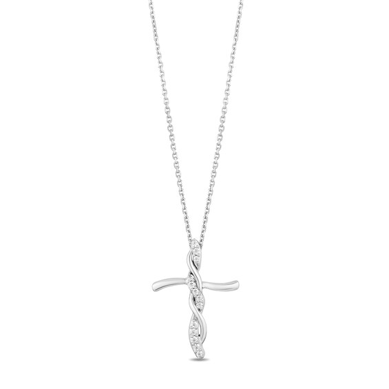 Previously Owned Hallmark Diamonds Cross Necklace 1/10 ct tw Sterling Silver 18"