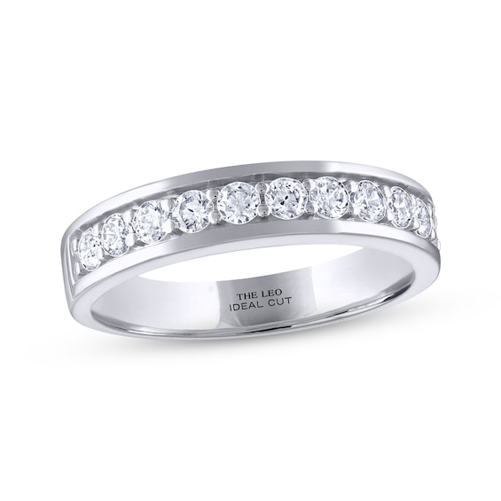 Previously Owned Men's THE LEO Ideal Cut Diamond Wedding Band / ct tw 14K White Gold