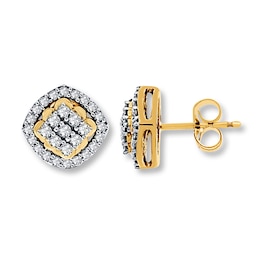 Previously Owned Diamond Stud Earrings 1/2 ct tw Round-cut 10K Yellow Gold