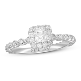 Previously Owned Neil Lane Diamond Engagement Ring 5/8 ct tw Princess & Round-cut 14K White Gold