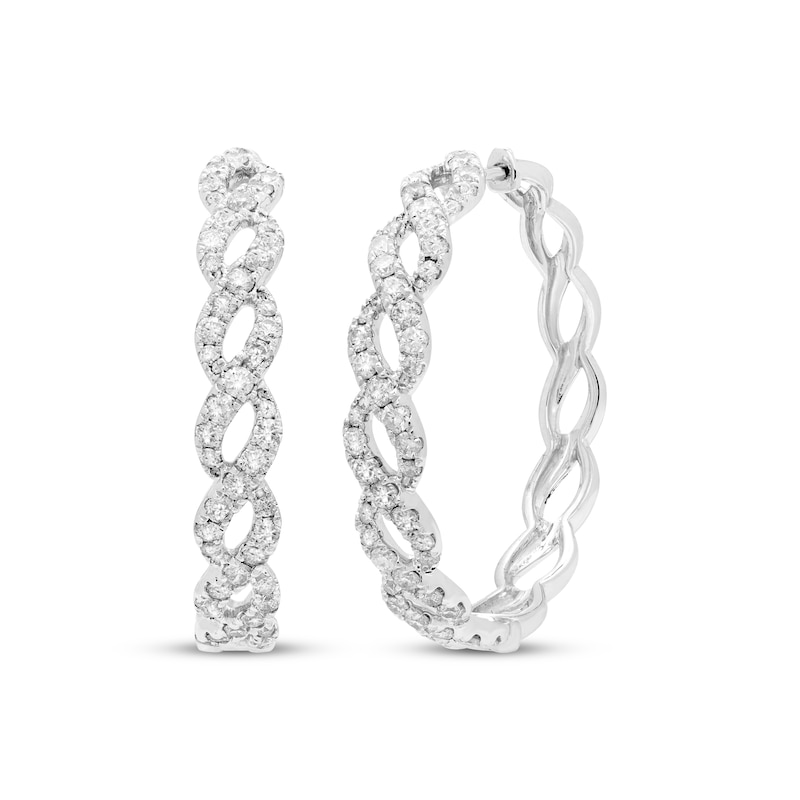 Previously Owned Diamond Twist Hoop Earrings 2 ct tw 10K White Gold