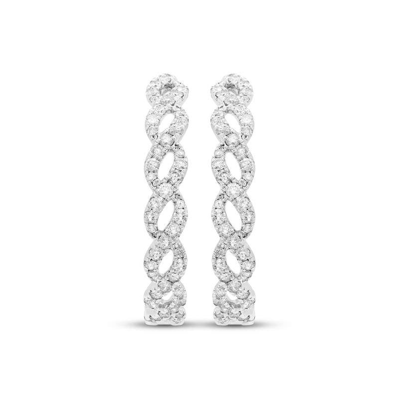 Previously Owned Diamond Twist Hoop Earrings 2 ct tw 10K White Gold