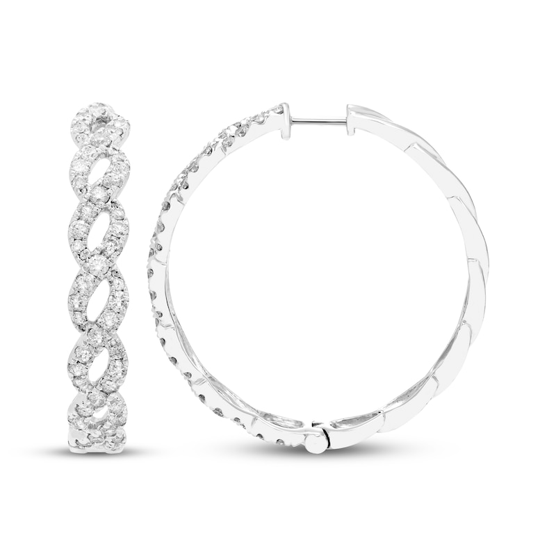 Previously Owned Diamond Twist Hoop Earrings 2 ct tw 10K White Gold