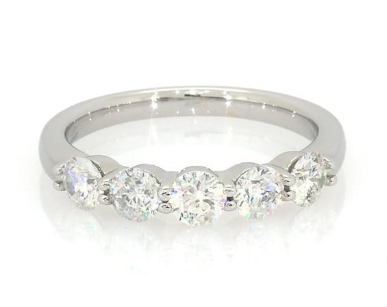 Previously Owned THE LEO First Light Diamond Anniversary Ring 1 ct tw 14K White Gold