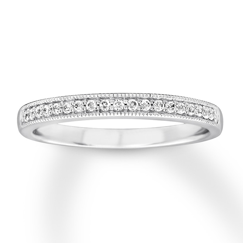 Main Image 1 of Previously Owned Diamond Wedding Band 1/8 ct tw Round-cut 10K White Gold Size 7